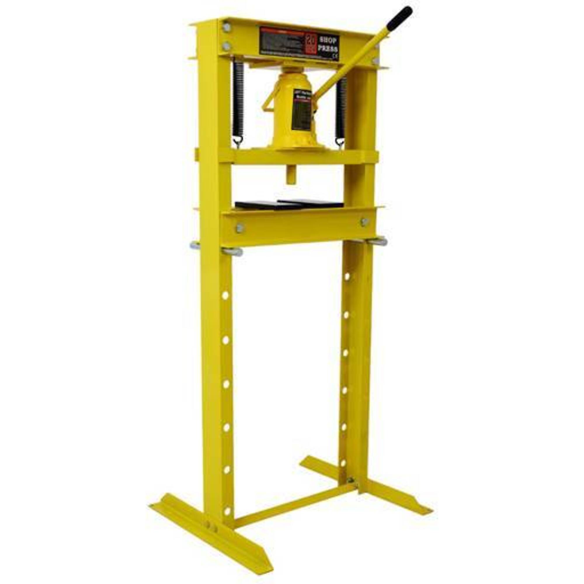 TMB BAC 20-Ton Hydraulic Shop Press — Heavy-Duty Steel, 44,000 lbs. Pressing Force, Adjustable Height, Yellow, Model# BAC-W465S00032
